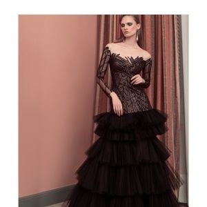 GEMY MAALOUF Long Sleeve Mini Dress BESIDE COUTURE BY GEMY ED 1594LD Black US 12